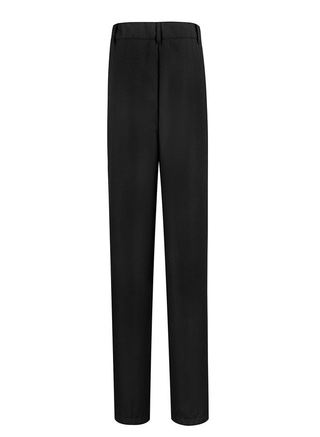 Lycody Boys Suit Pants for Boys Flat Front Dress Pants for Wedding Kids School Uniforms Pants Black Size 6 - Image 4